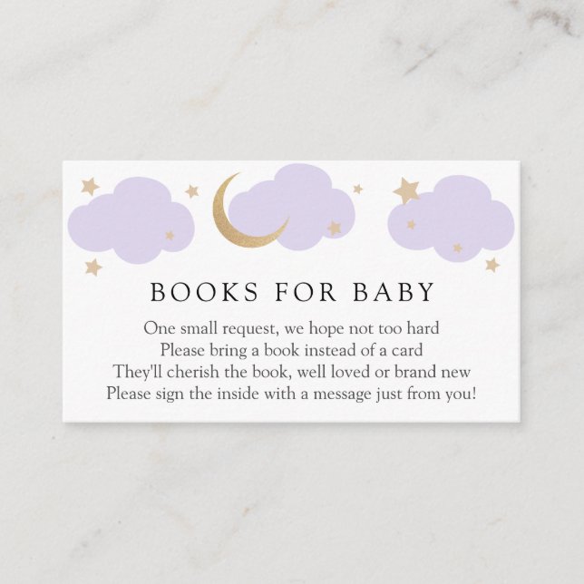Cartão De Informações Moon and Stars Purple Books for Baby insert card (Frente)