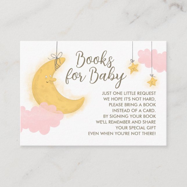 Cartão De Informações Moon Stars Chá de fraldas Livros Caixa (Frente)
