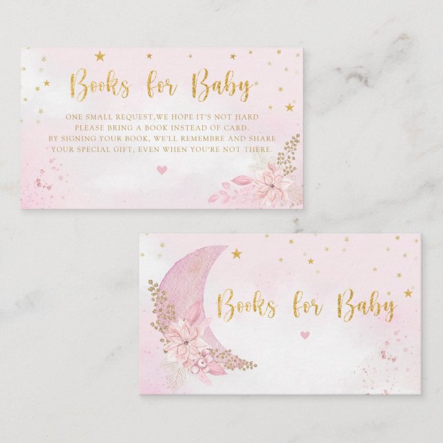 Cartão De Informações Moon Stars Chá de fraldas Livros Para Pedido De Be (Frente/Verso)