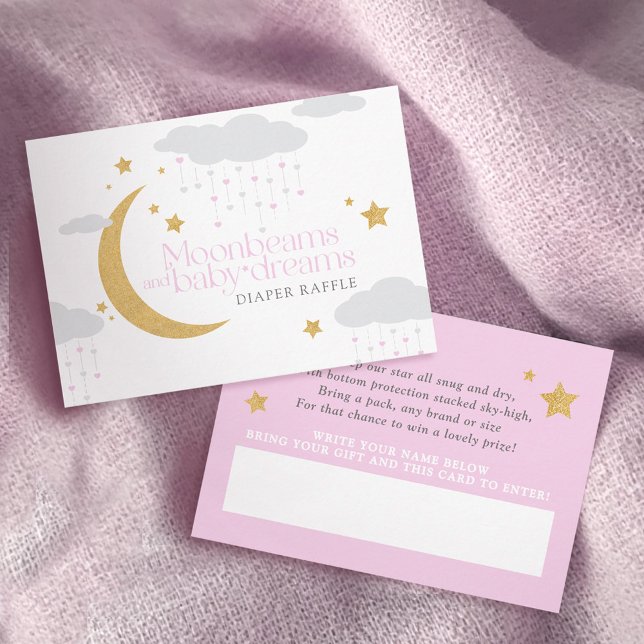 Cartão De Informações Moonbeams pink baby shower diaper raffle (Criador carregado)