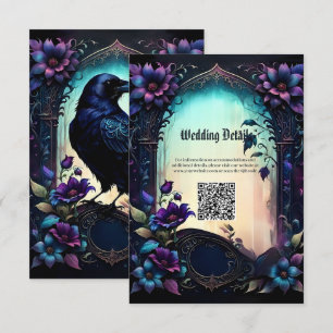 Cartão De Informações Moonlit Raven Suite de Noiva Floral Gótica.
