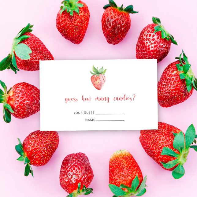 Cartão De Informações Morango - chá de bebê adivinhe quantos doces  (Criador carregado)