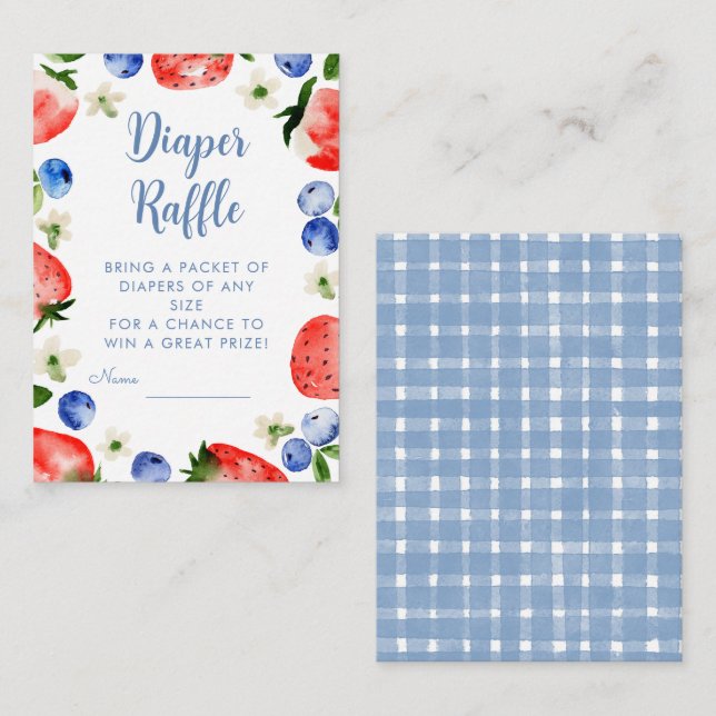 Cartão De Informações Morango e Fralda de mirtilo Raffle (Frente/Verso)