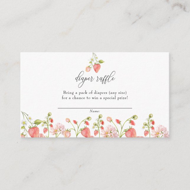 Cartão De Informações Morango | Fralda de Verão (Frente)