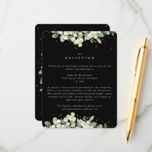 Cartão De Informações Morango Negra+Eucalyptus Recepção de casamento