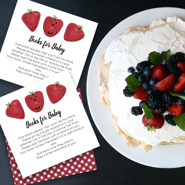 Cartão De Informações Morangos doces Livros para Bebê (Criador carregado)