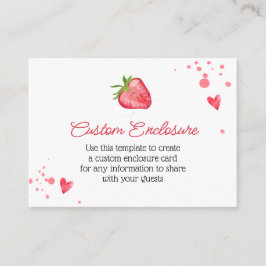Cartão De Informações Morangos em Aquarela Personalizados Simples