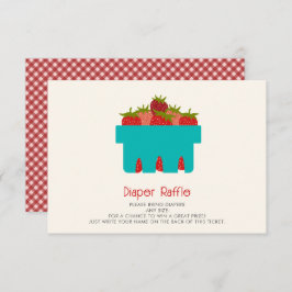 Cartão De Informações Morangos Gingham Chá de fraldas Fralda Raffle