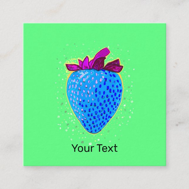 Cartão De Informações Morangueira Pop Art Azul (Frente)