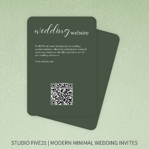 Cartão De Informações Moss Green - Casamento Moderno Elegante