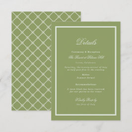 Cartão De Informações Moss Green Estate Wedding Details Card
