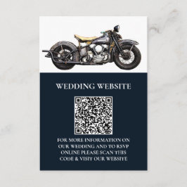 Cartão De Informações Moto Antiga Marinha Casamento Moderno