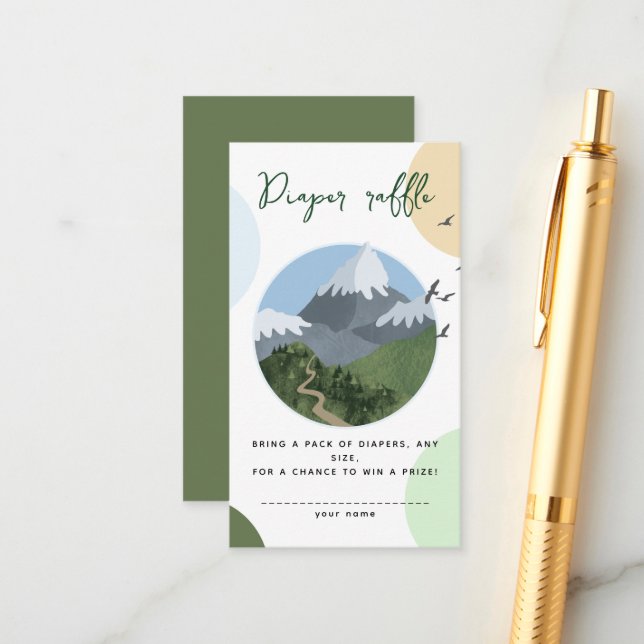 Cartão De Informações Mountain Adventure Baby Shower Diaper Raffle (Frente/Verso In Situ)