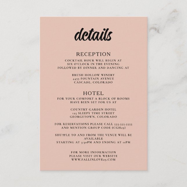 Cartão De Informações Mountain Lake Wedding (Frente)