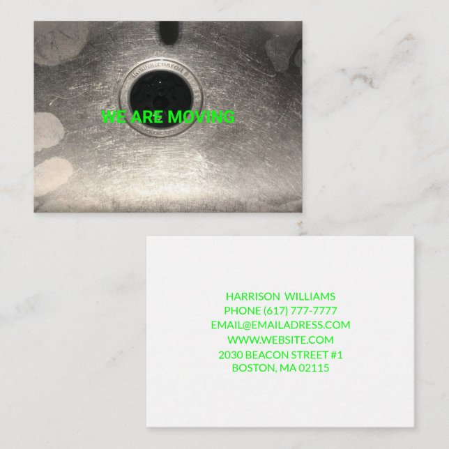 Cartão De Informações Movendo o endereço personalizado de fotos neon do  (Frente/Verso)