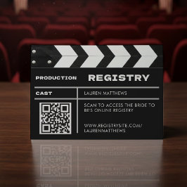 Cartão De Informações Movie Film Clap Board QR Code Wedding Registry