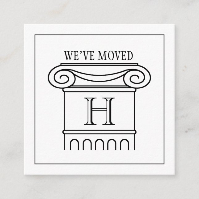 Cartão De Informações Mudámos Inserir Novo Endereço de Coluna Iônica Mod (Frente)