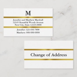 Cartão De Informações Mudança de Endereço White Gold & Black Monogram