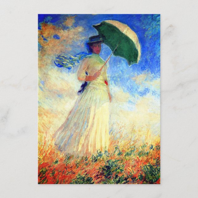 Cartão De Informações Mulher Monet com Parasol à Direita (Frente)