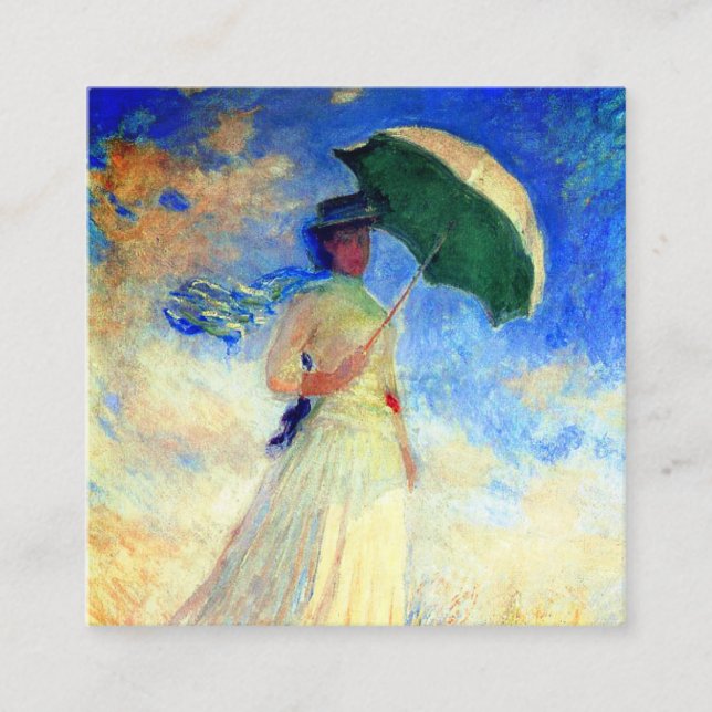Cartão De Informações Mulher Monet com Parasol à Direita (Frente)