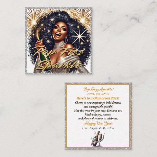 Cartão De Informações Mulher Negra Glamorosa A Povoar Champanhe (Frente/Verso)
