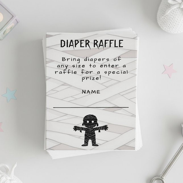 Cartão De Informações Mummy Halloween Fralda Raffle (Mummy Halloween Baby Shower Diaper Raffle Enclosure Card
)