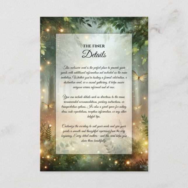 Cartão De Informações Mystic Forrest Meadow Magic (Frente)