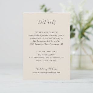 Cartão De Informações Na moda Beige Modern Wedding