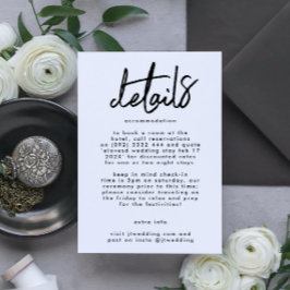 Cartão De Informações Na moda Modern Custom Names Black White Weding