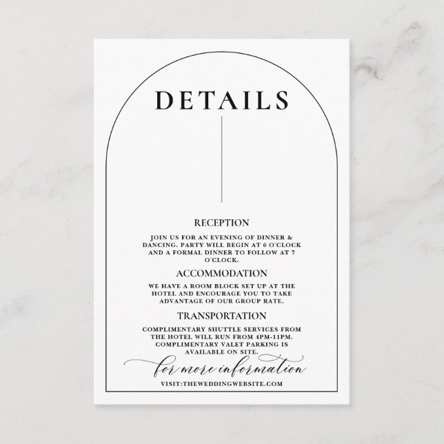 Cartão De Informações Na moda Moderno de Arch Chic Elegante (Frente)