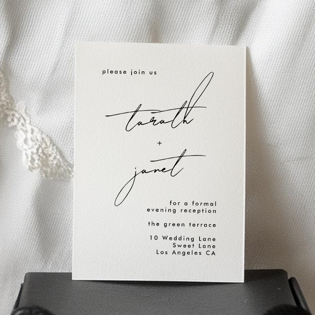 Cartão De Informações Na moda Personalizar Nomes Recepção de casamento B (Criador carregado)