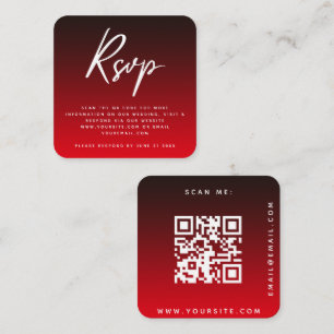 Cartão De Informações Na moda Red Black Ombre RSVP Código QR Chic Casame