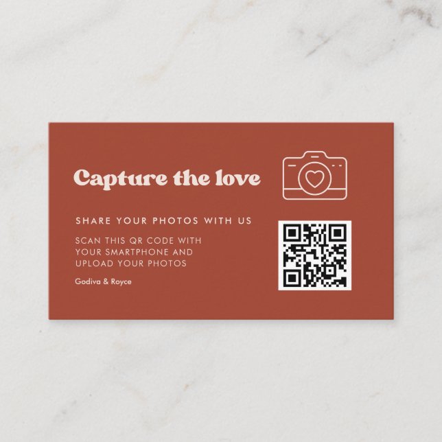 Cartão De Informações Na moda retro Terracotta Capture o amor (Frente)