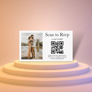 Cartão De Informações na moda rsvp qr code fotografia de casamento simpl