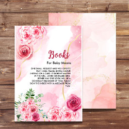 Cartão De Informações Na moda Watercolor Rosa Rosa Livros Para Bebê