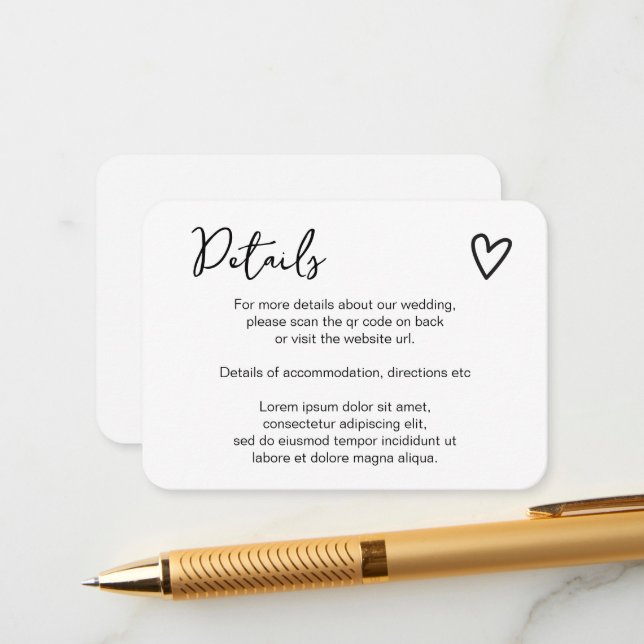 Cartão De Informações Nada de Rico apenas ama o simples código QR (Frente/Verso In Situ)