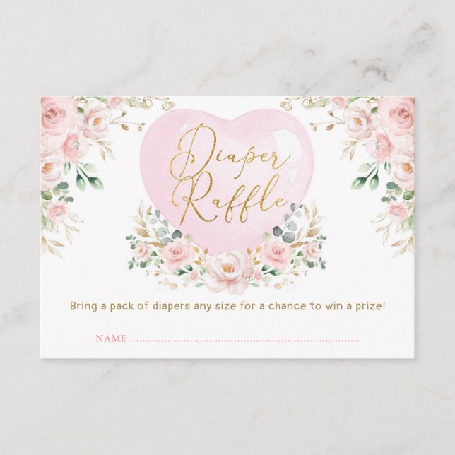 Cartão De Informações Namorados Swetheart Balloon Fralda Raffle Baby (Frente)