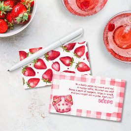Cartão De Informações Nappy Raffle Chá de fraldas Strawberry Gingham Pin