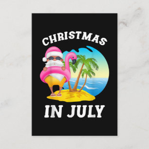 Cartão De Informações Natal Em Julho Papais noeis Flamingo Piscina Verã