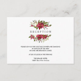Cartão De Informações Natal | Recepção de Casamento com Poinsettia
