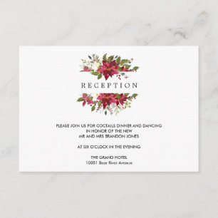 Cartão De Informações Natal Recepção de Casamento com Poinsettia