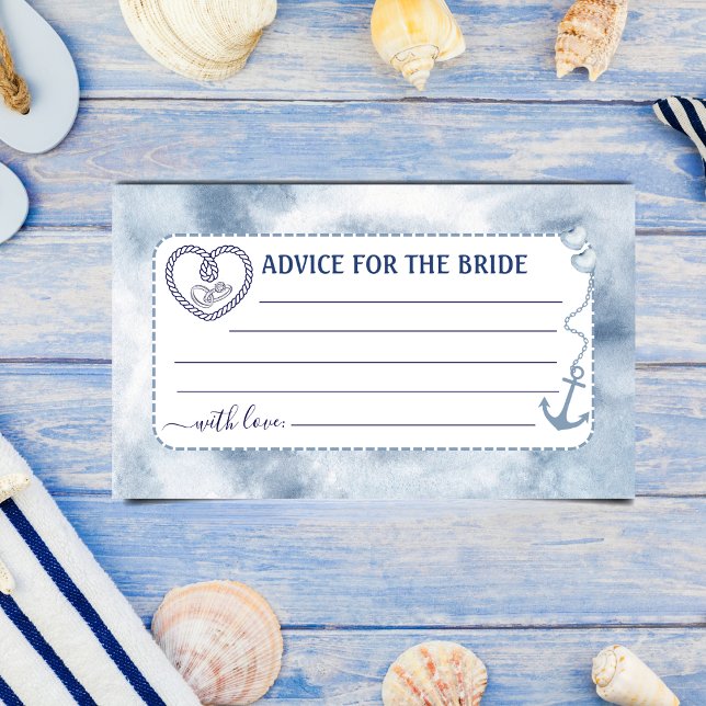 Cartão De Informações Nautical Advice for The Bride Bridal Shower Anchor (Nautical Advice for The Bride Bridal Shower Anchor Card destination wedding tropical sea beach theme)