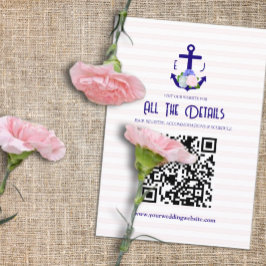 Cartão De Informações Nautical Floral Stripes Wedding Details