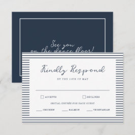 Cartão De Informações Nautical Navy Stripe Wedding RSVP Card