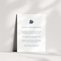 Nautical Navy & White Ship Wedding Guest Details