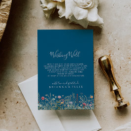 Cartão De Informações Navy Blissful Boho Wildflower Wedding Wishing Well
