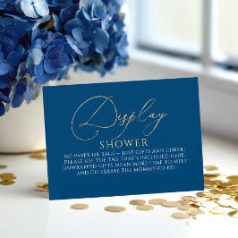 Cartão De Informações Navy Blue and Gold Baby Shower - Display Shower