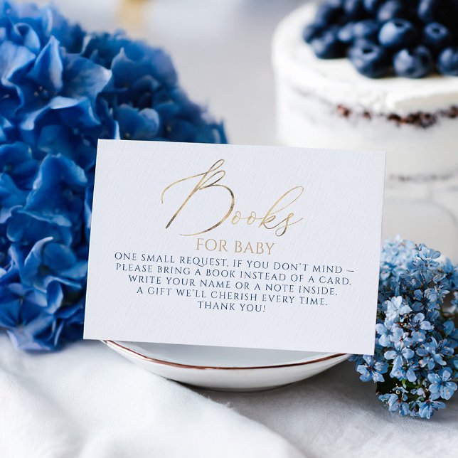 Cartão De Informações Navy Blue Books For Baby Request (Books for Baby Navy Blue and Gold Card)