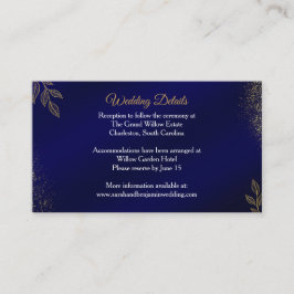 Cartão De Informações Navy Blue Gold Wedding Details Enclosure Card