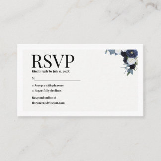 Cartão De Informações Navy Floral RSVP Card